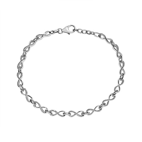 Designer Inspired Closeout - Platinum Overlay Sterling Silver Infinity Knot Bracelet (Size - 8) with Lobster Lock, Silver Wt. 7.34 Gms.