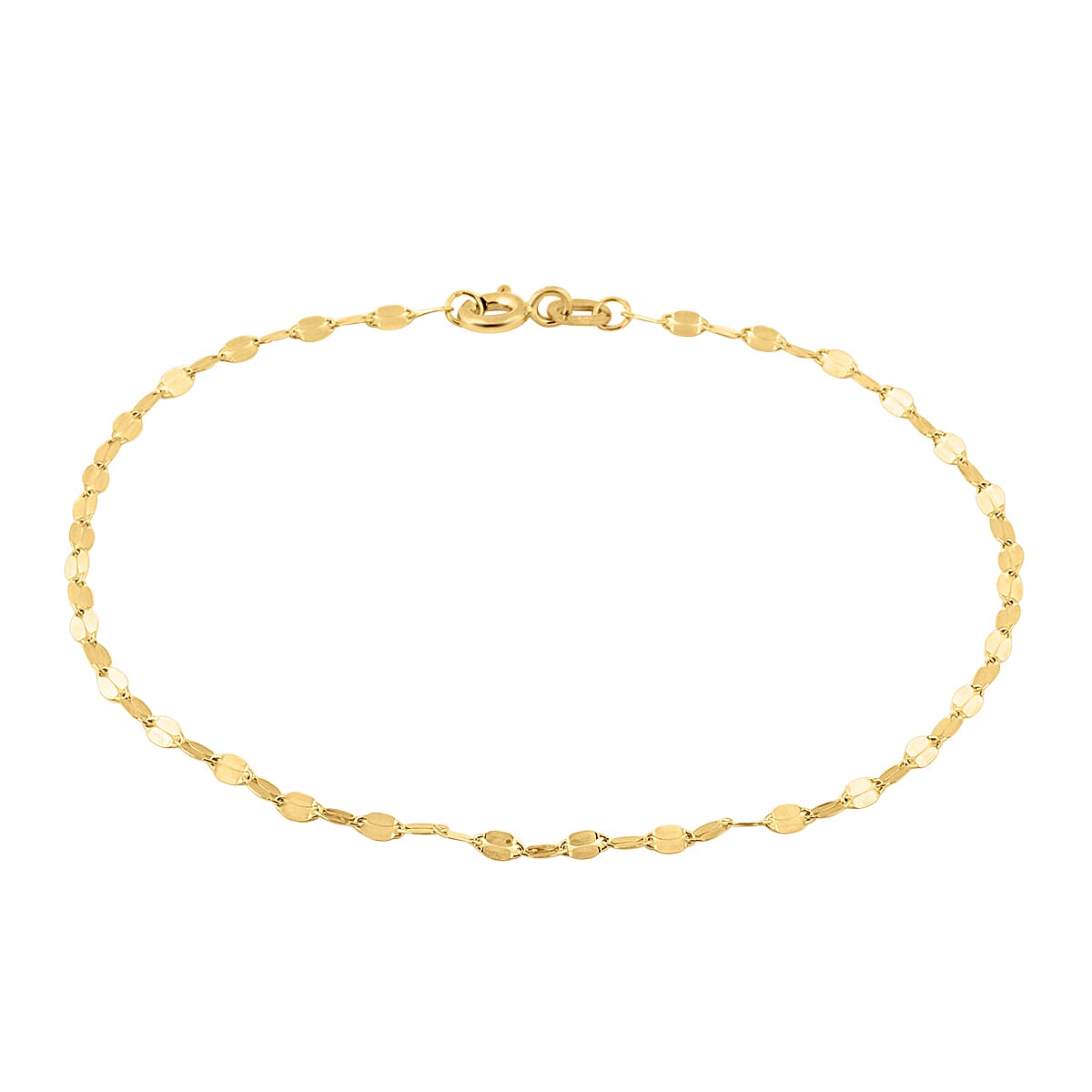 9K Yellow Gold Forzatina Chain Bracelet (Size 7.25) with Spring Ring Clasp