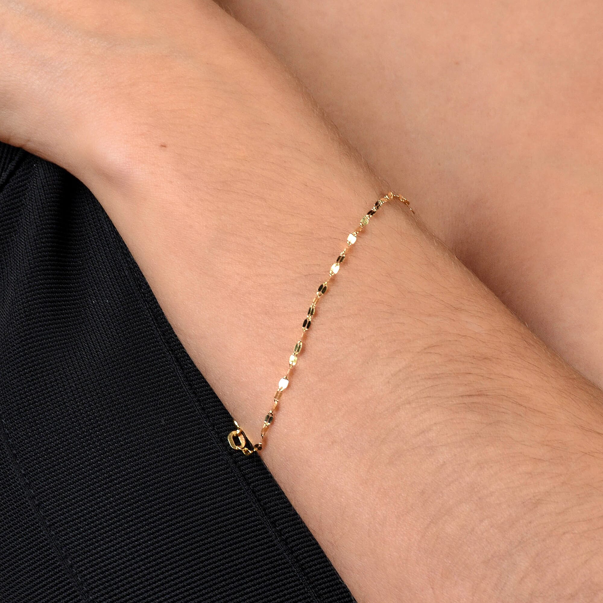 9K Yellow Gold Forzatina Chain Bracelet (Size 7.25) with Spring Ring Clasp