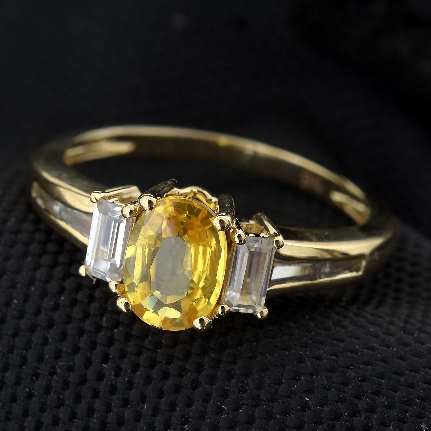9K Yellow Gold AAA Chanthaburi Yellow Sapphire (Ovl), Natural Cambodian Zircon  Ring 1.850 Ct.