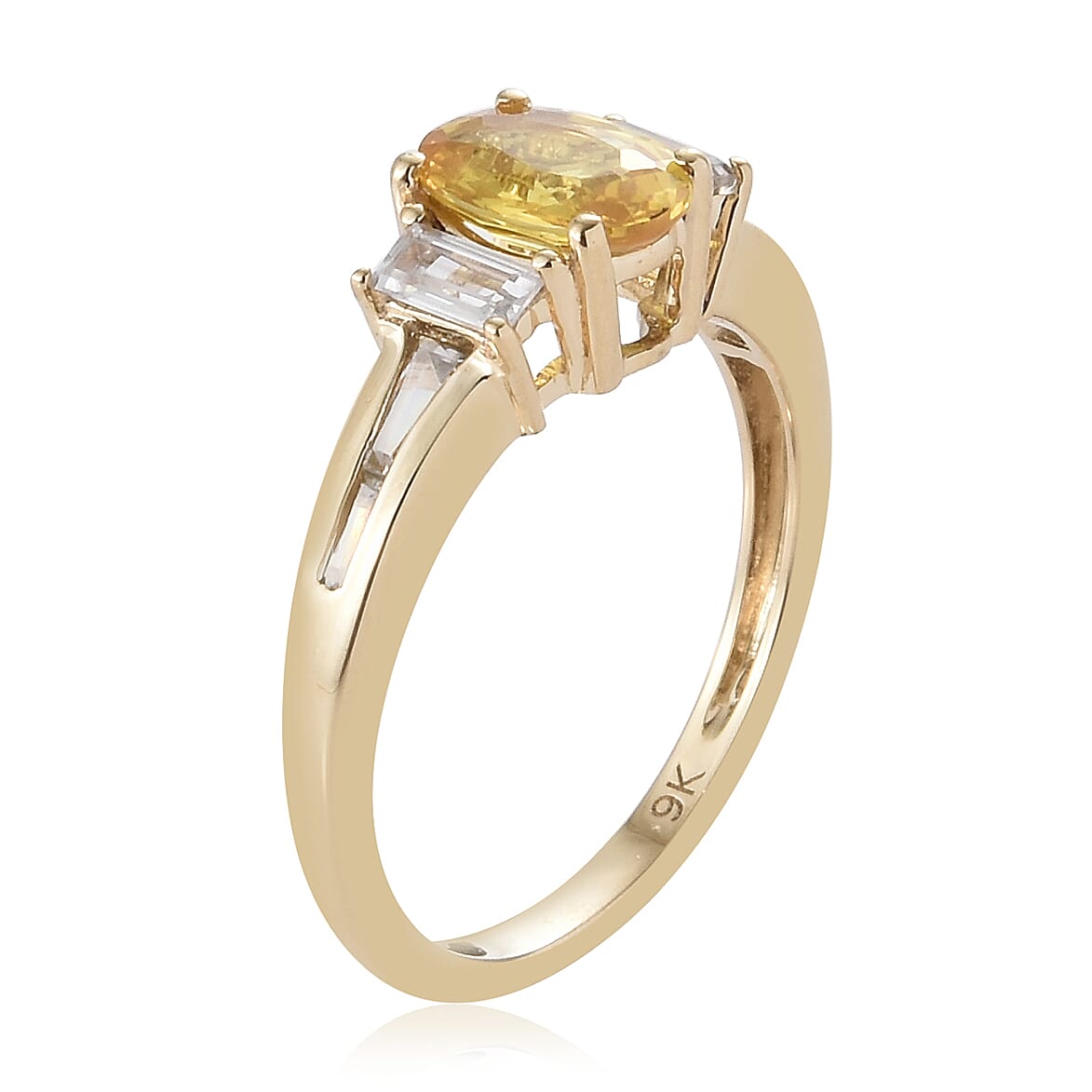 9K Yellow Gold AAA Chanthaburi Yellow Sapphire (Ovl), Natural Cambodian Zircon  Ring 1.850 Ct.