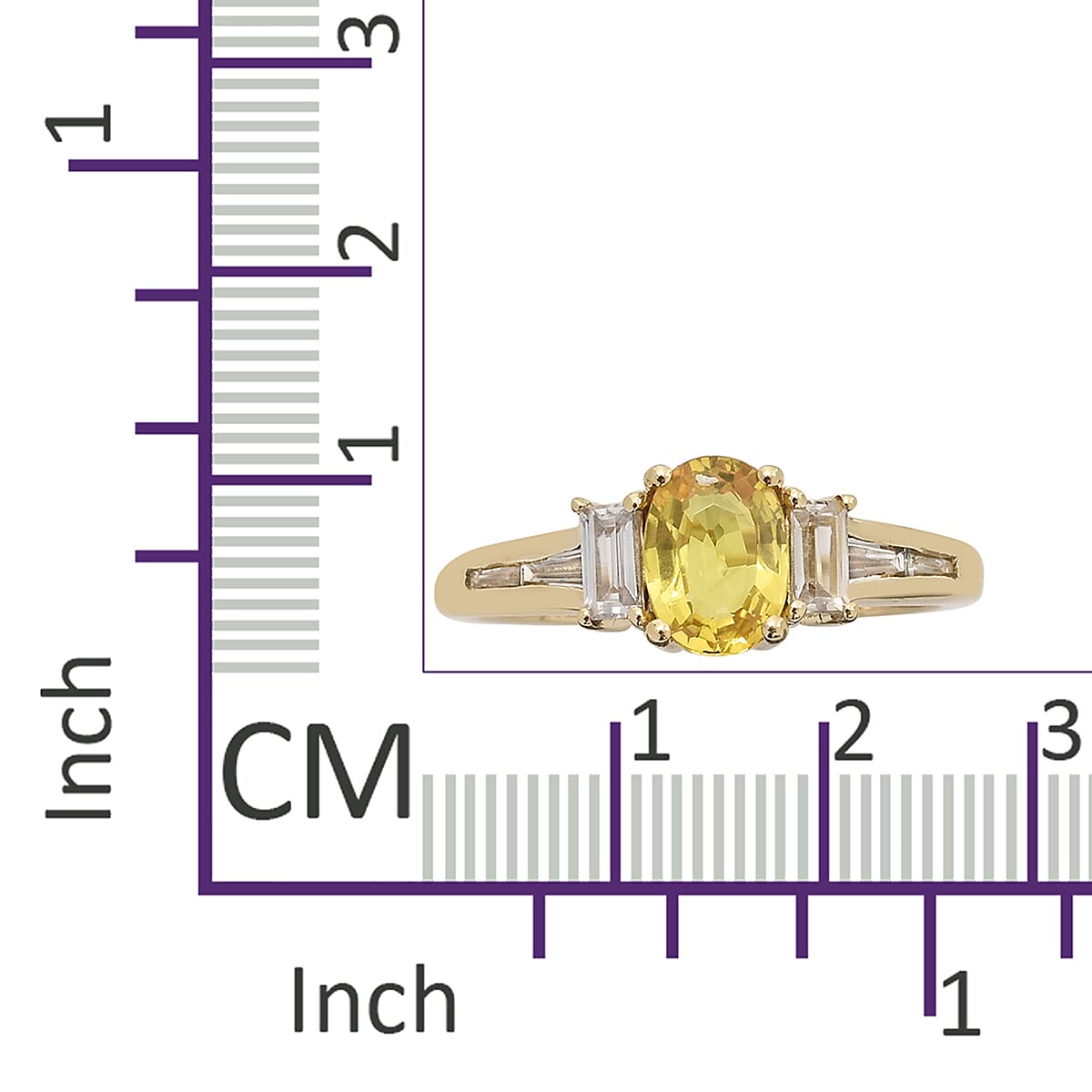 9K Yellow Gold AAA Chanthaburi Yellow Sapphire (Ovl), Natural Cambodian Zircon  Ring 1.850 Ct.
