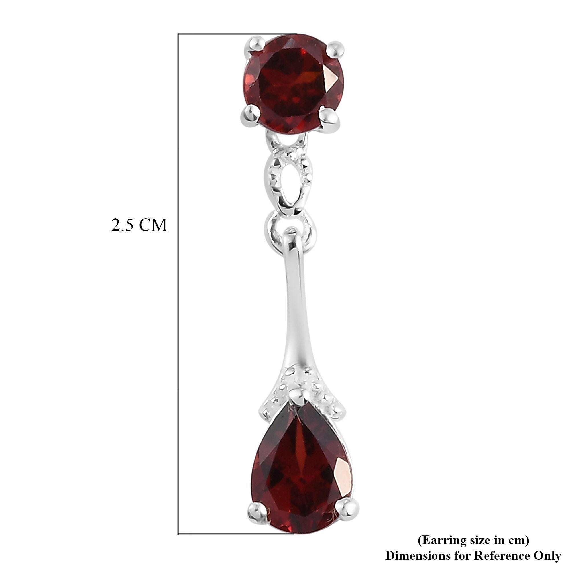 Mozambique Garnet (Pear and Rnd) Dangling Earrings (with Push Back) in Sterling Silver 2.90 Ct.