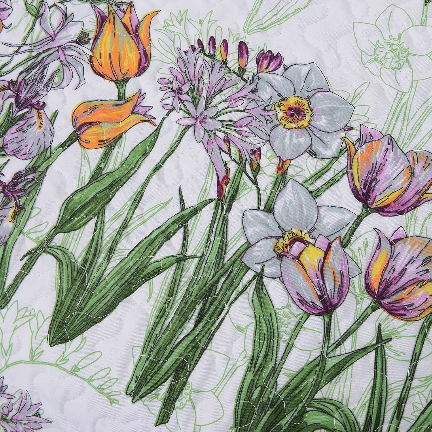 3 Piece Set - Multi Colour Floral Pattern Quilt (Size 260x240 Cm) and Pillow Case (Size 2x50x70+5)