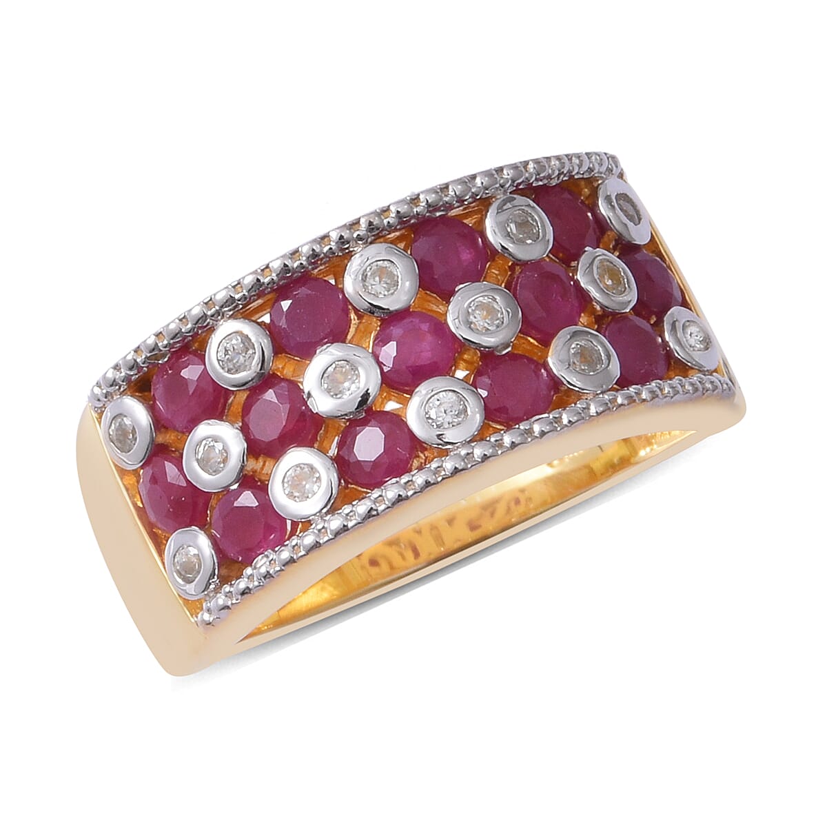 Red Carpet Collection- Ruby (Rnd) and Natural Cambodian Zircon Ring in Sterling Silver 2.190 Ct., Silver wt 6.20 Gms..