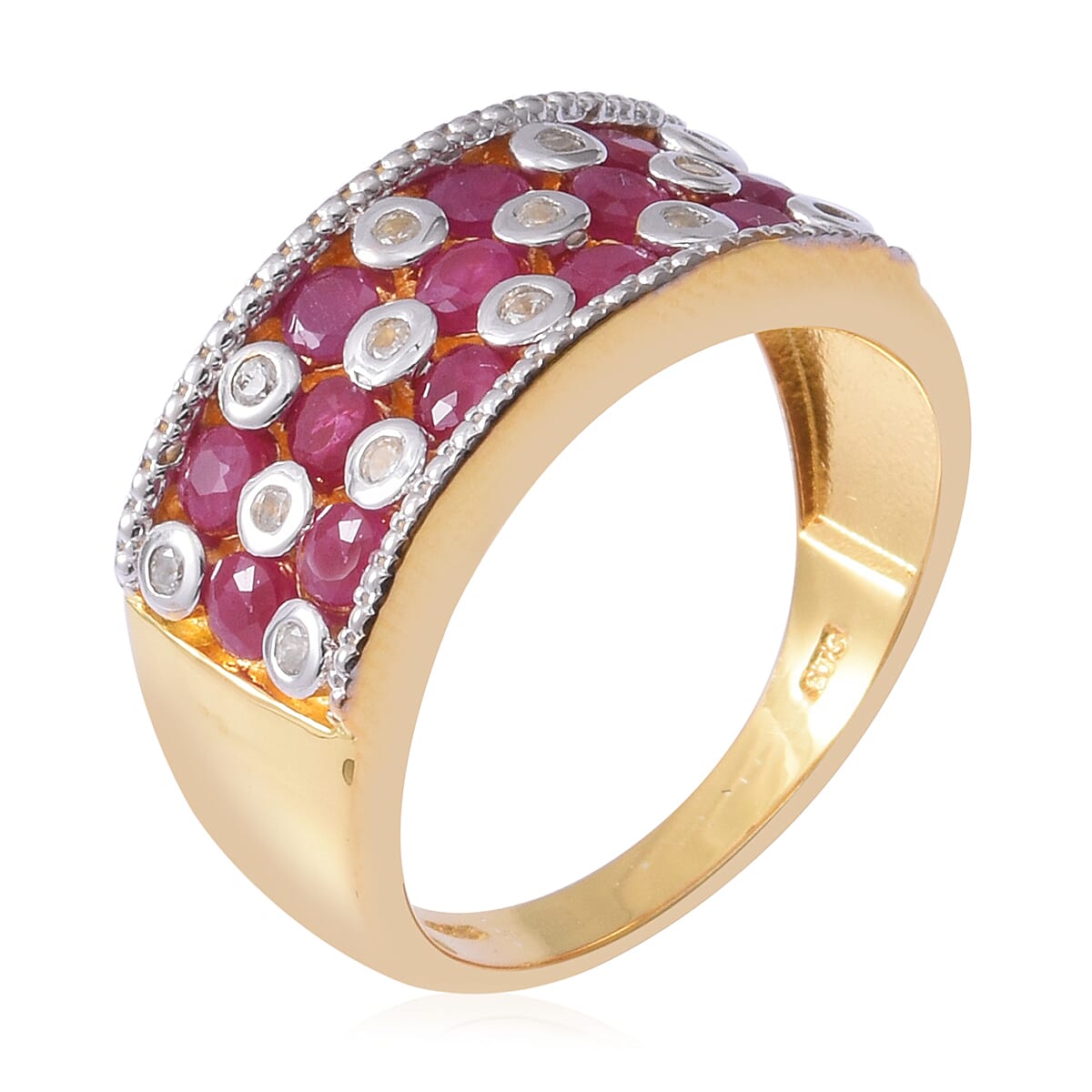 Red Carpet Collection- Ruby (Rnd) and Natural Cambodian Zircon Ring in Sterling Silver 2.190 Ct., Silver wt 6.20 Gms..