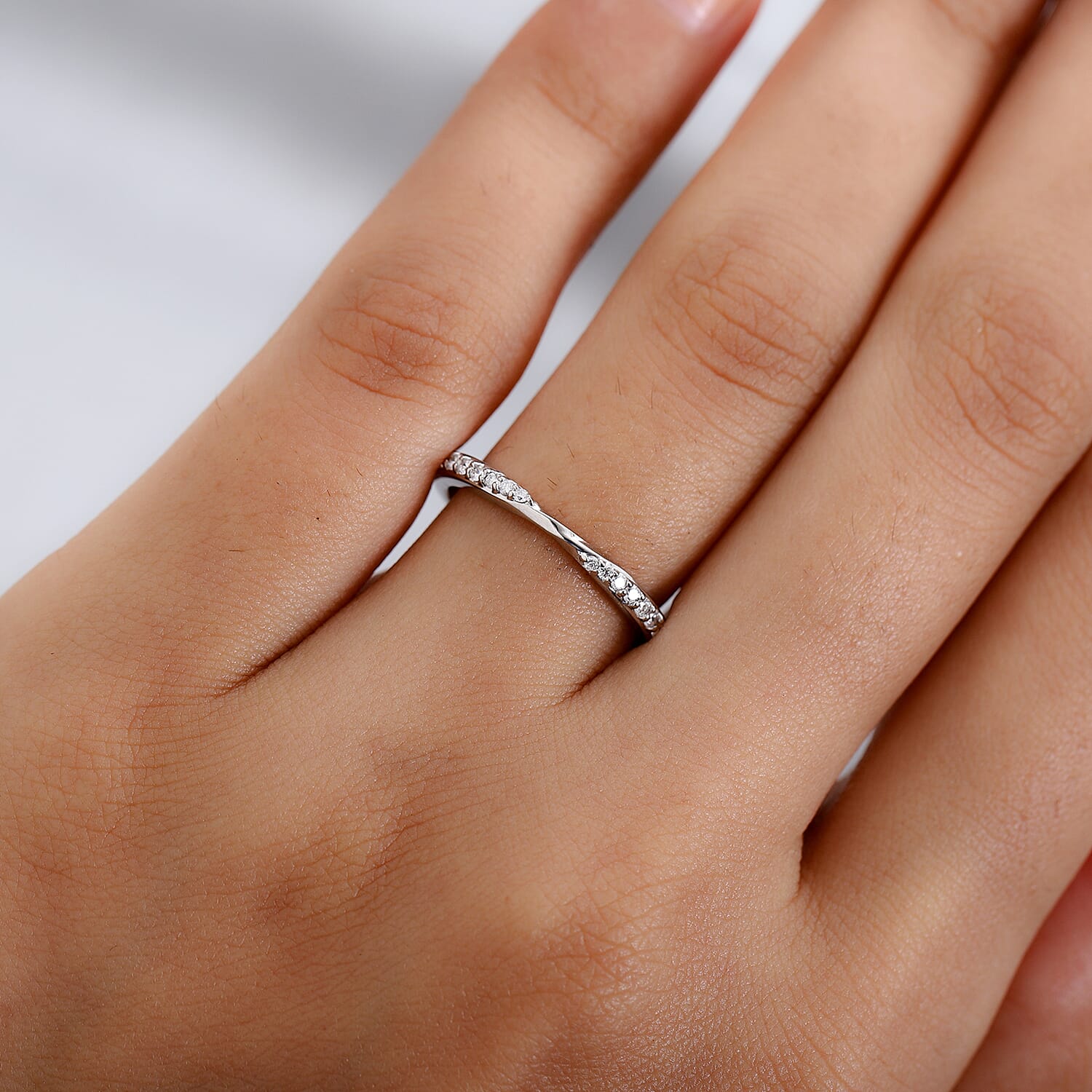 RHAPSODY 950 Platinum IGI Certified Diamond (VS-E-F) Band Ring 0.14 Ct.