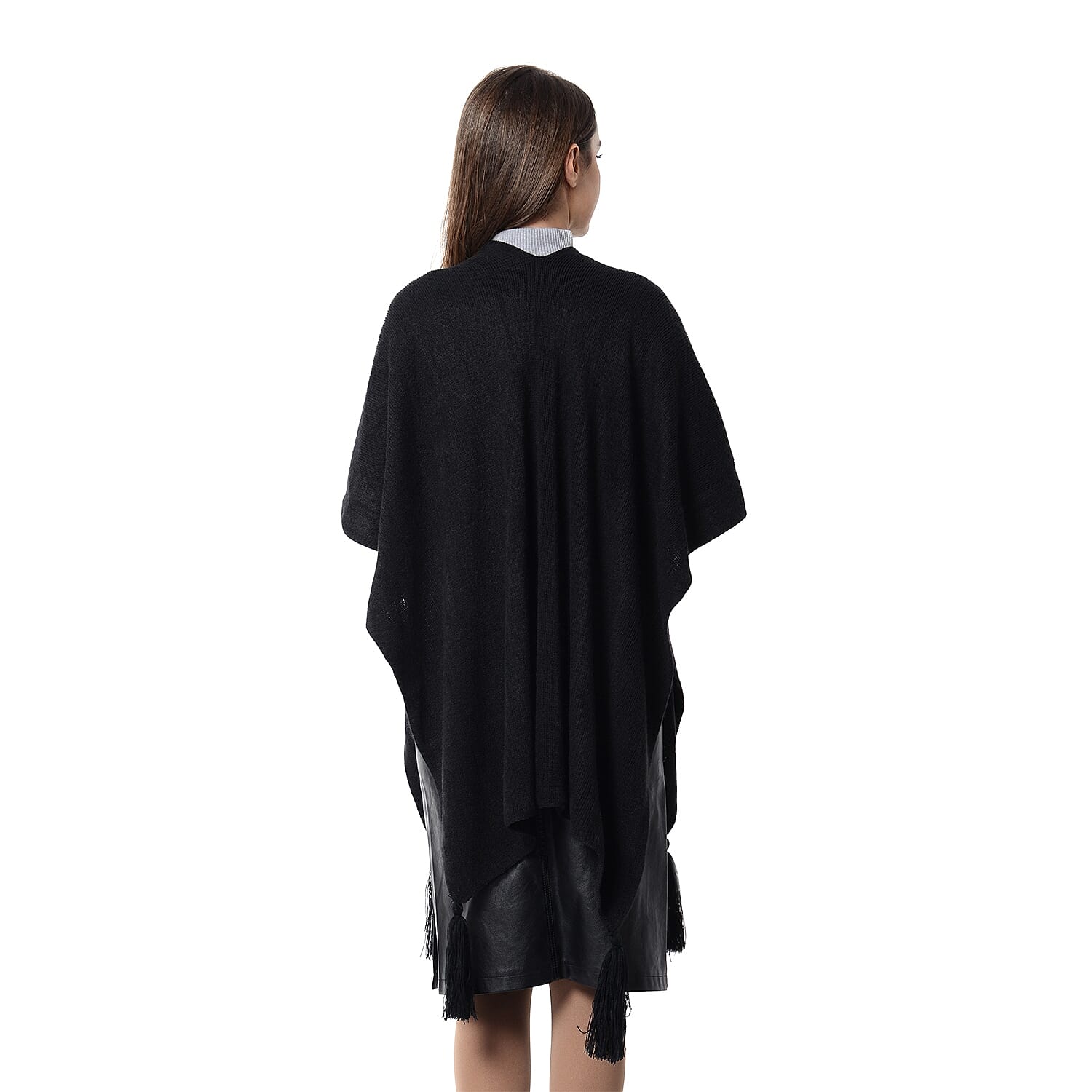New Season - Luxuriously Soft Black Colour Wrap with Tassels