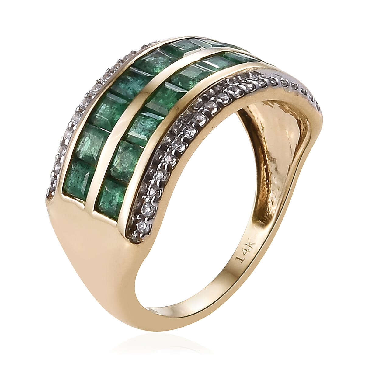 Close Out Deal- 14K Yellow Gold  Premium Santa Terezinha (Princess), Natural Cambodian Zircon Ring 2.00 Ct.