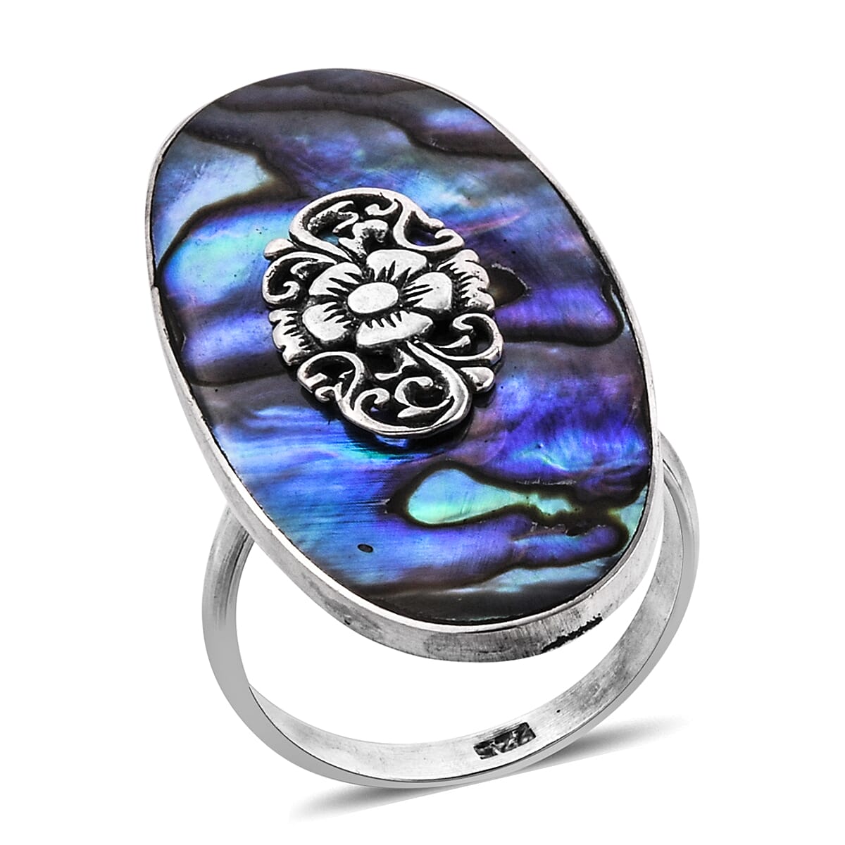 Royal Bali Collection Abalone Shell Floral Ring in Sterling Silver