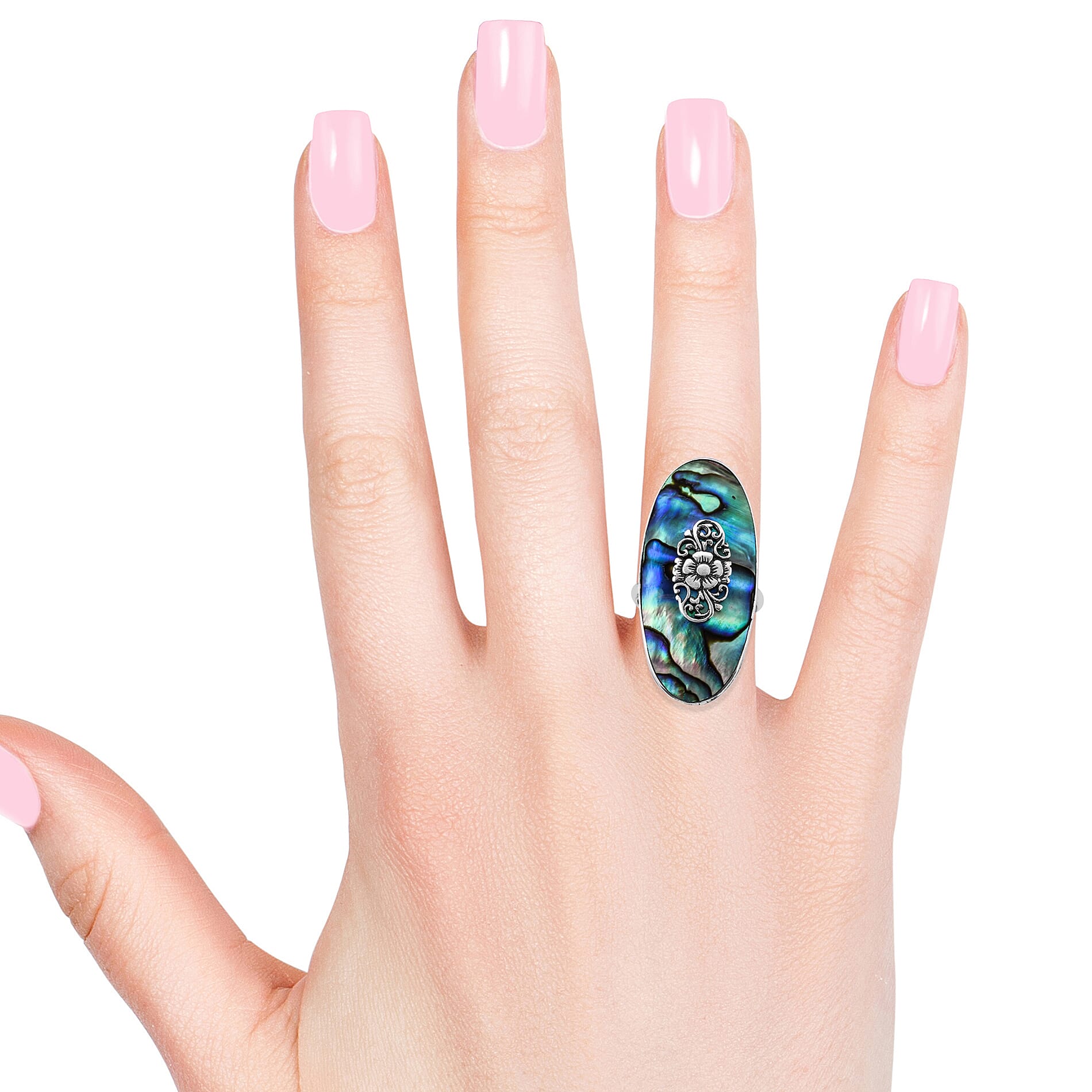 Royal Bali Collection Abalone Shell Floral Ring in Sterling Silver