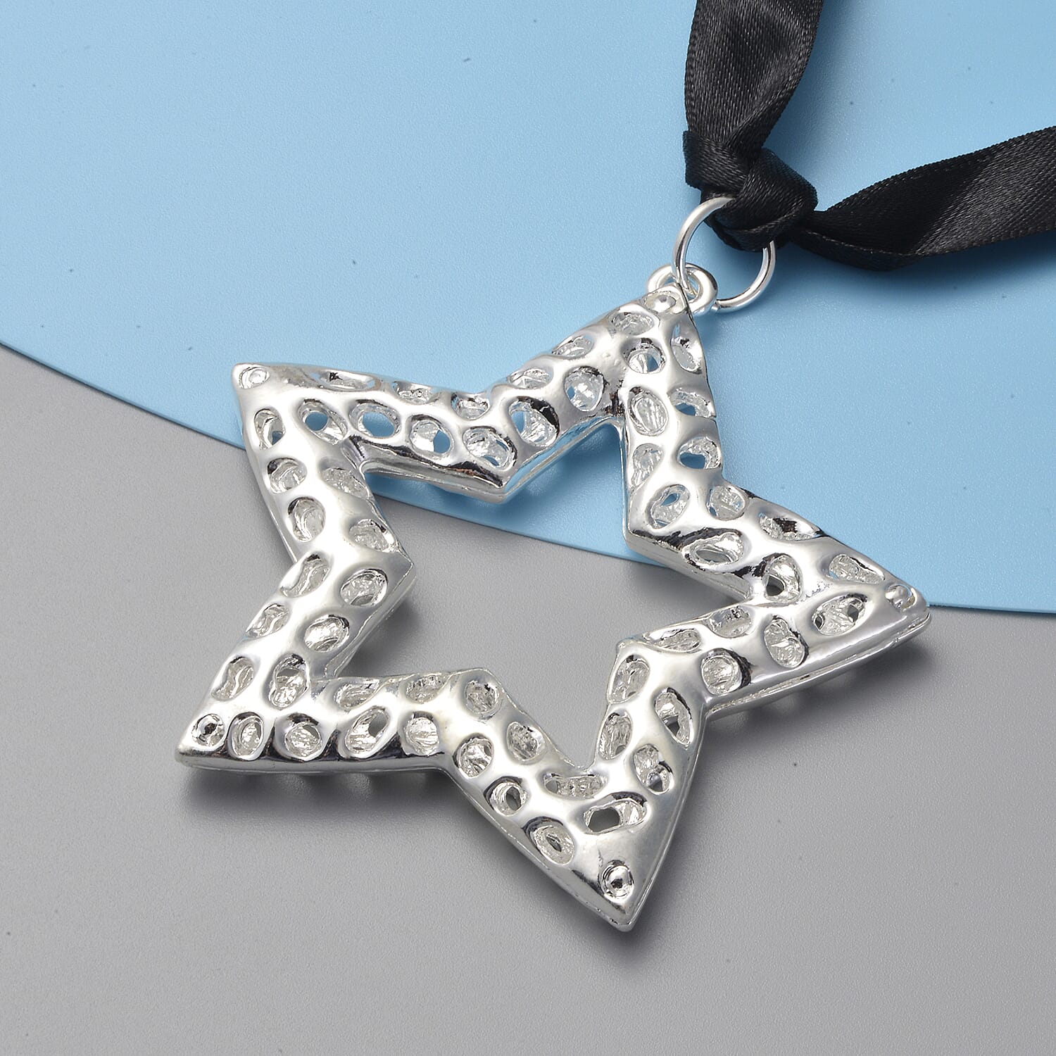 RACHEL GALLEY Star Bauble with Lattice Work in Silver Tone
