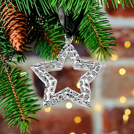 RACHEL GALLEY Star Bauble with Lattice Work in Silver Tone