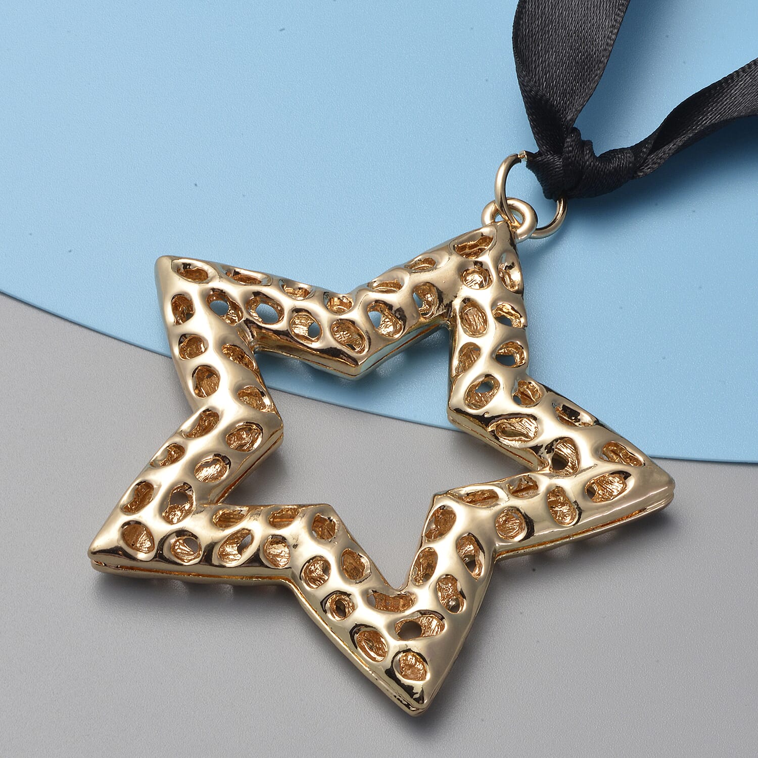 RACHEL GALLEY Star Baubles with Lattice Work in Yellow Gold Tone