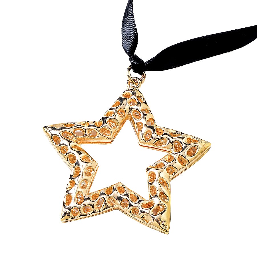 RACHEL GALLEY Star Baubles with Lattice Work in Yellow Gold Tone