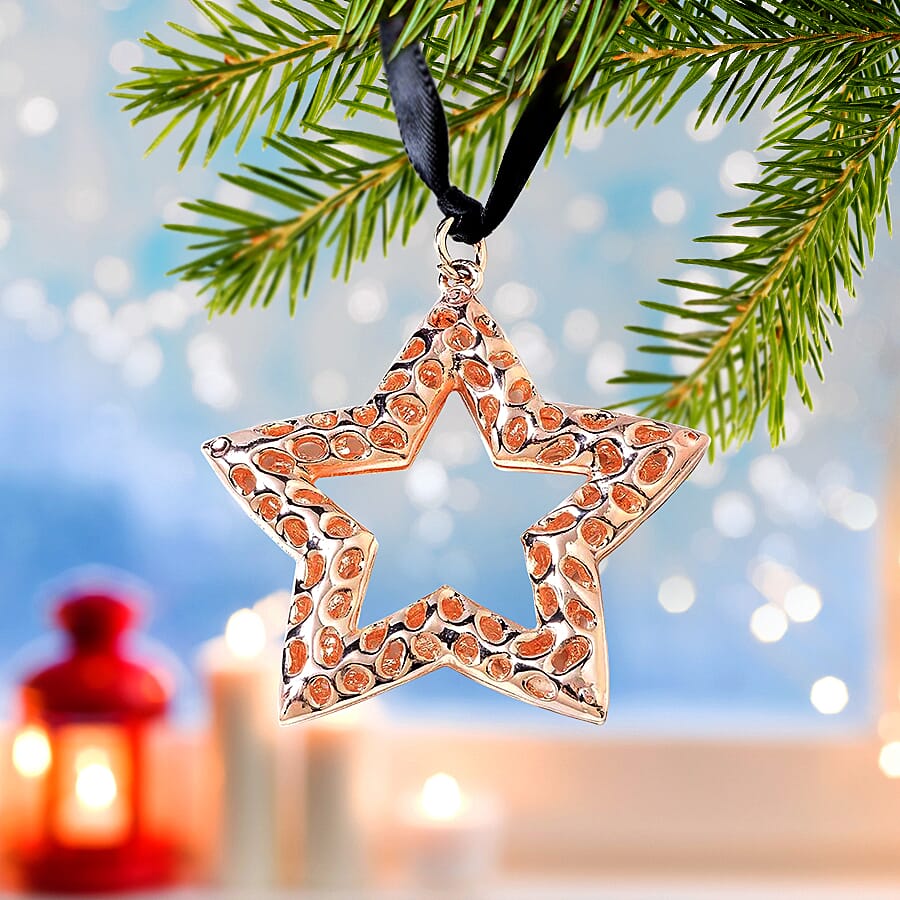 RACHEL GALLEY Star Baubles with Lattice Work in Rose Gold Tone