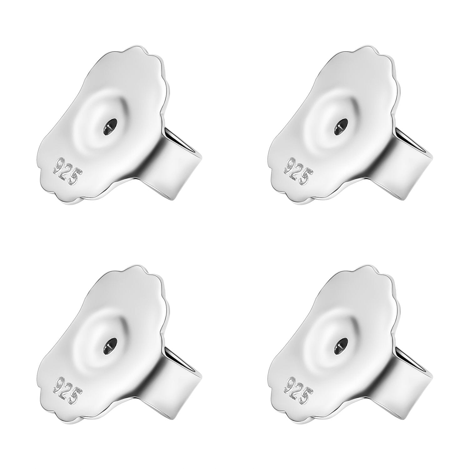 Set of 2 Pairs - Extra Large Ear Backs (9mm) in Rhodium Overlay Sterling Silver