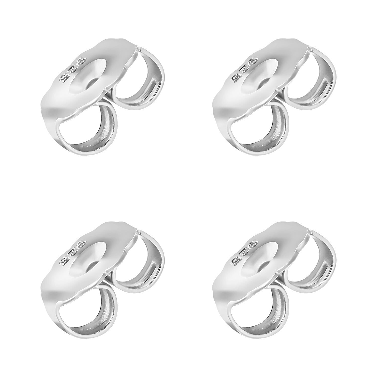 Set of 2 Pairs - Extra Large Ear Backs (9mm) in Rhodium Overlay Sterling Silver