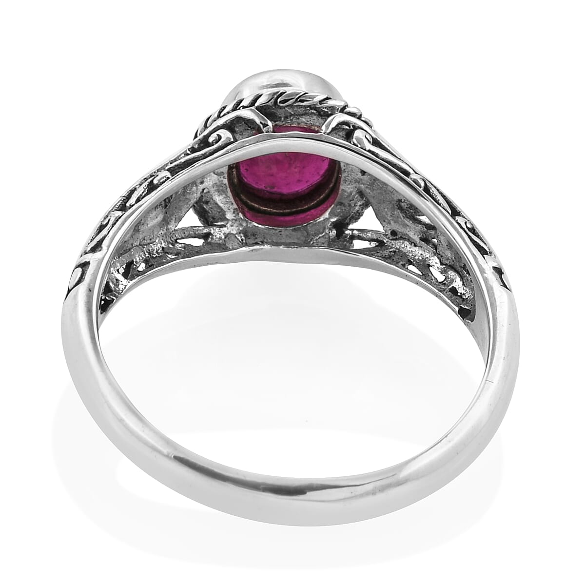 Royal Bali Collection African Ruby (Ovl) Solitaire Ring in Sterling Silver 5.00 Ct.