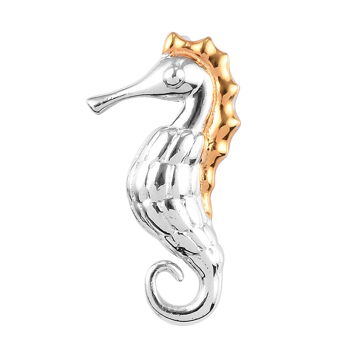 Platinum and Yellow Gold Overlay Sterling Silver Seahorse Pendant