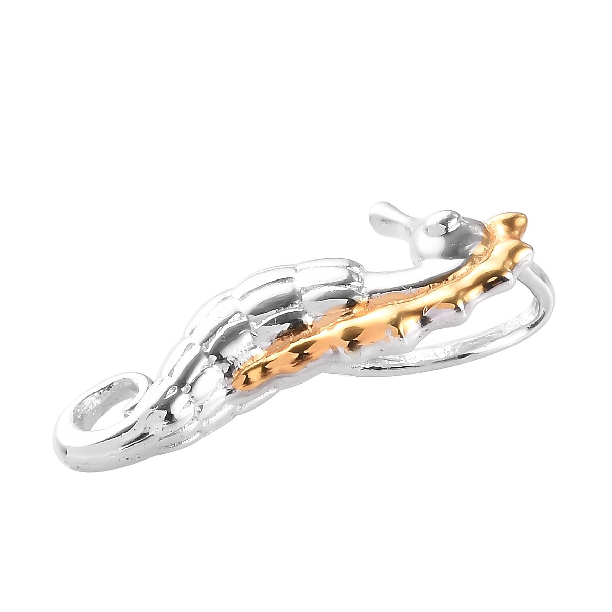 Platinum and Yellow Gold Overlay Sterling Silver Seahorse Pendant