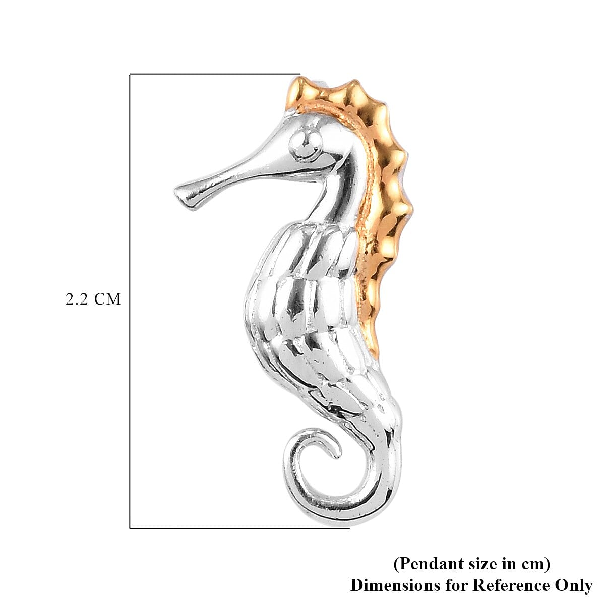 Platinum and Yellow Gold Overlay Sterling Silver Seahorse Pendant
