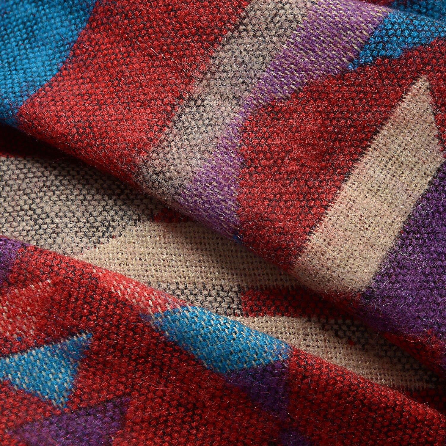 Hand Embroidered Adda Work - Red and Multi Colour Poncho (Size 79x57 cm)