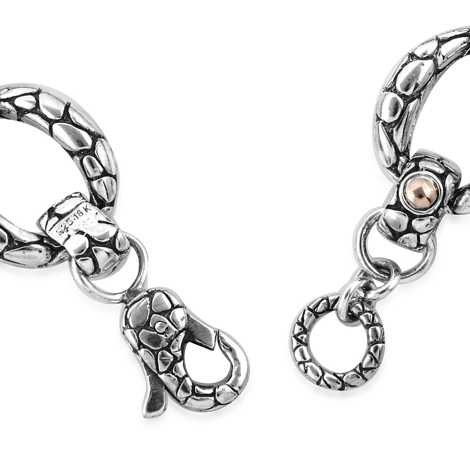 Bali Legacy Collection Sterling Silver and 18K Yellow Gold Pebble Bracelet (Size 7.5), Metal Wt 37.08 Gms.