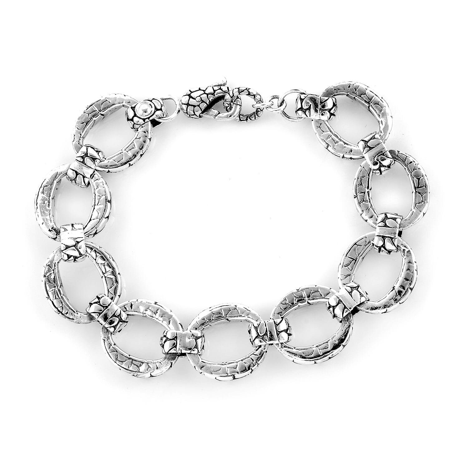 Bali Legacy Collection Sterling Silver and 18K Yellow Gold Pebble Bracelet (Size 7.5), Metal Wt 37.08 Gms.