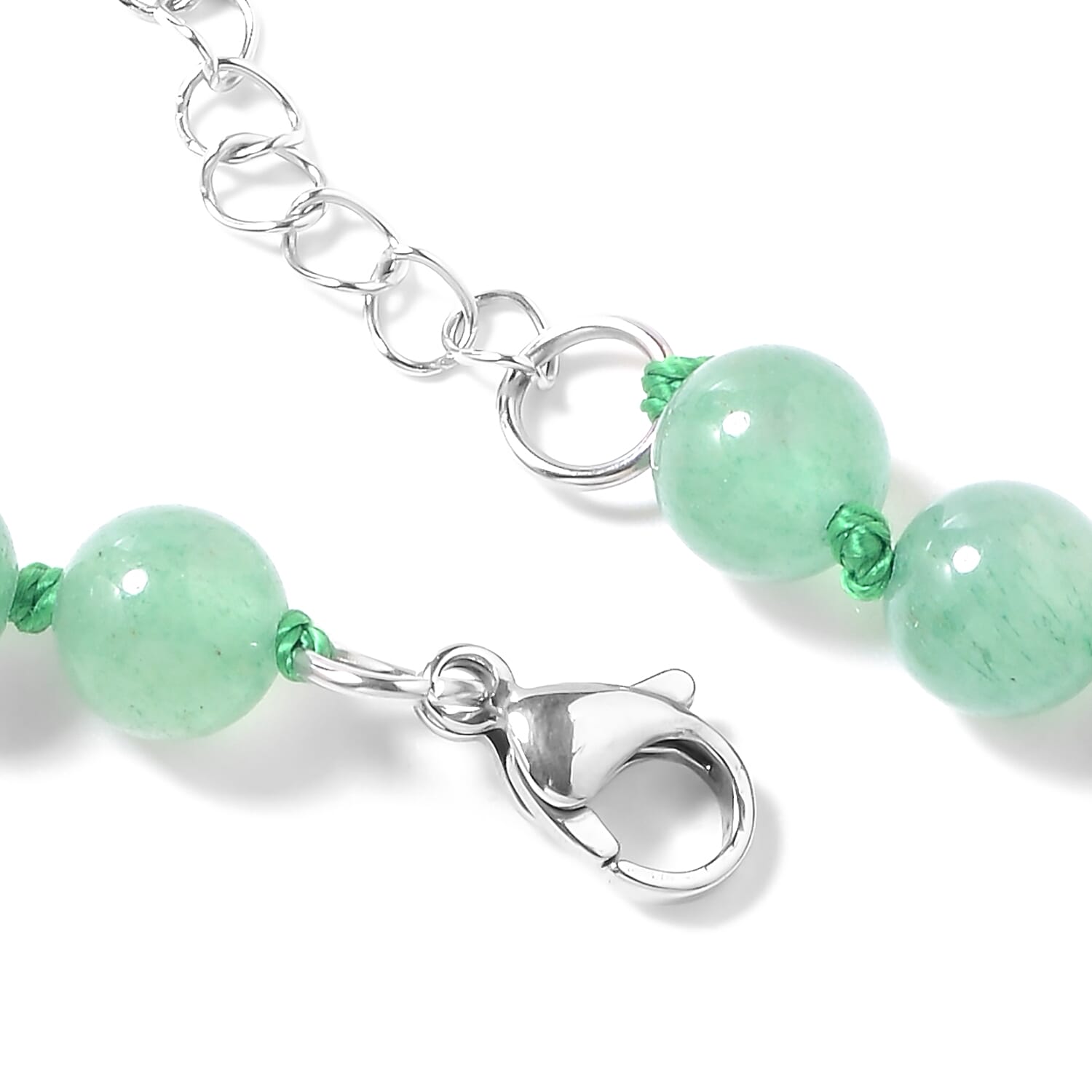 Green Aventurine (Pear and Rnd), Red Austrian Crystal Venetian Mask Beads Necklace (Size 18 with 2 inch Extender) in Stainless Steel 253.60 Ct.