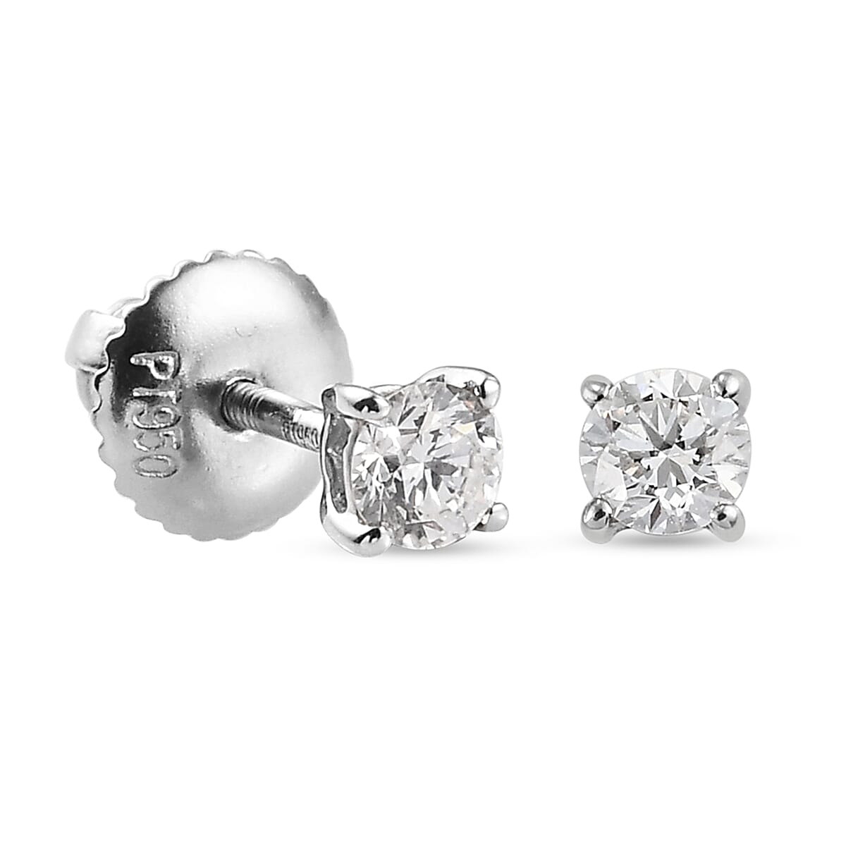 RHAPSODY 950 Platinum IGI Certified Diamond (Rnd) (VS/E-F) Stud Earrings (with Screw Back) 0.25 Ct.