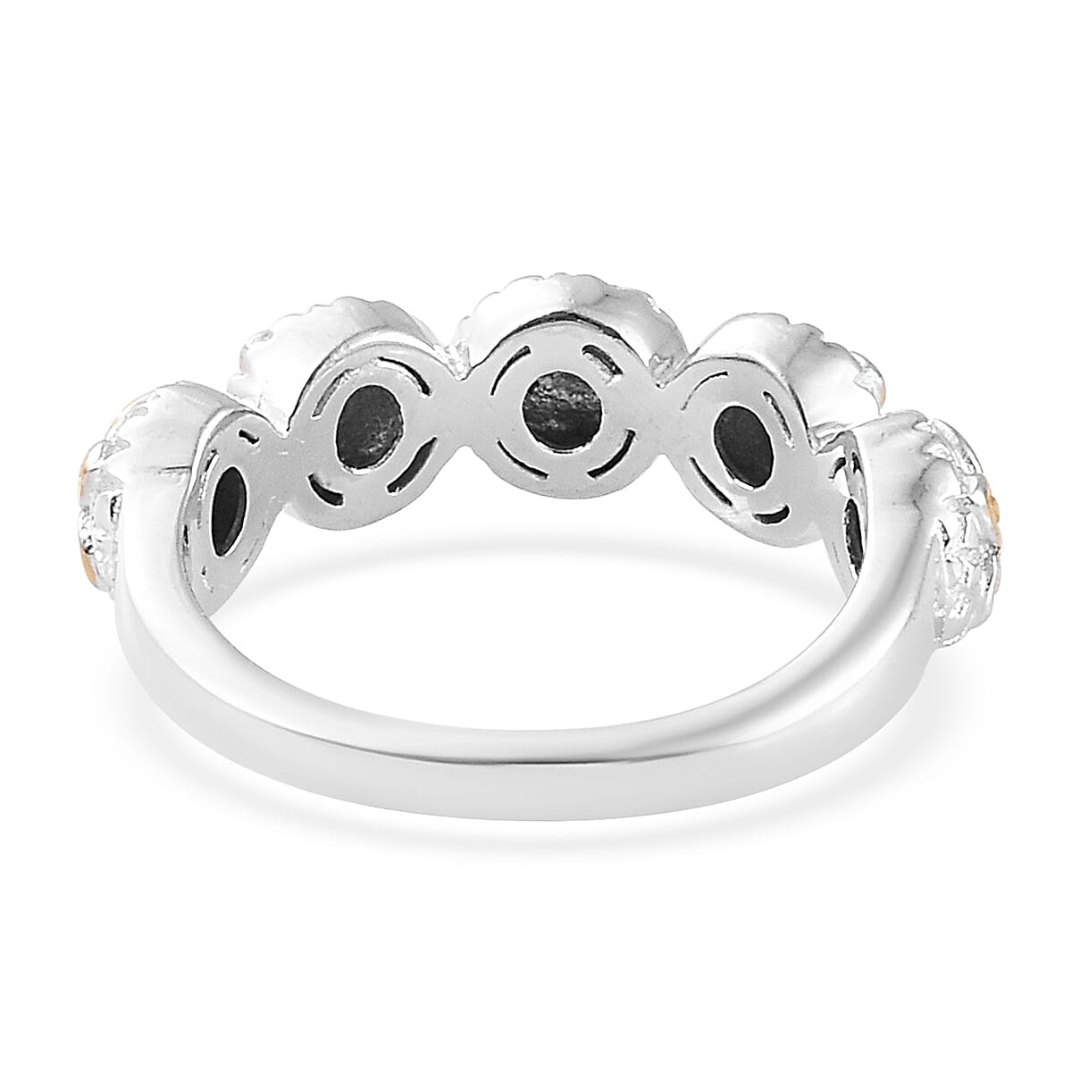 Platinum and Yellow Gold Overlay Sterling Silver Sand Dollar Floral Ring