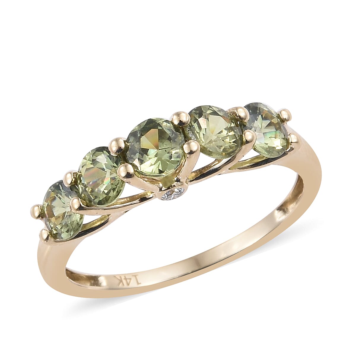 New York Close Out Deal 14K Yellow Gold AA  Demantoid Garnet, Diamond (SI-G-H) Ring 1.53 Ct.