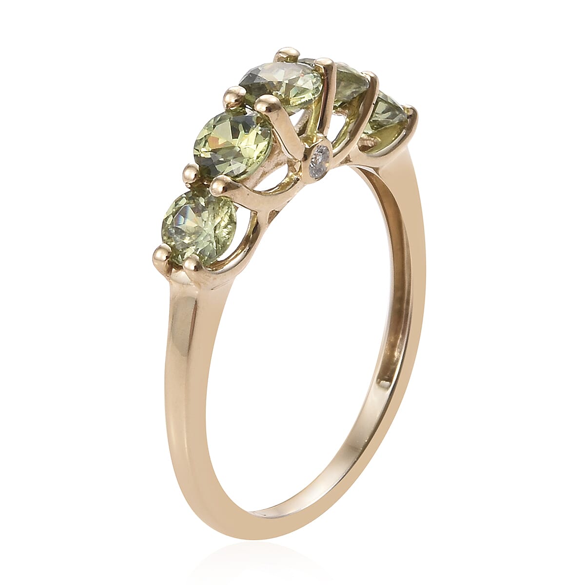 New York Close Out Deal 14K Yellow Gold AA  Demantoid Garnet, Diamond (SI-G-H) Ring 1.53 Ct.