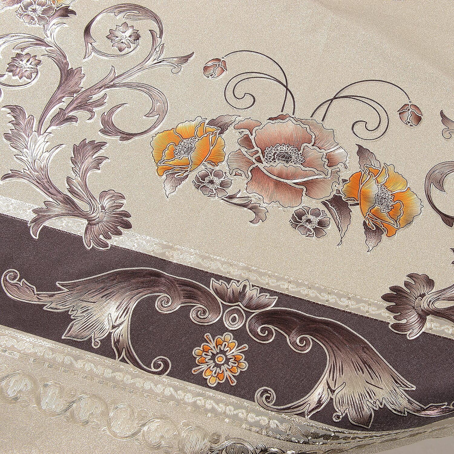 Set of 2 -  Multi Colour Backing Emboss Print Table Cloth (Size 150x90 Cm)