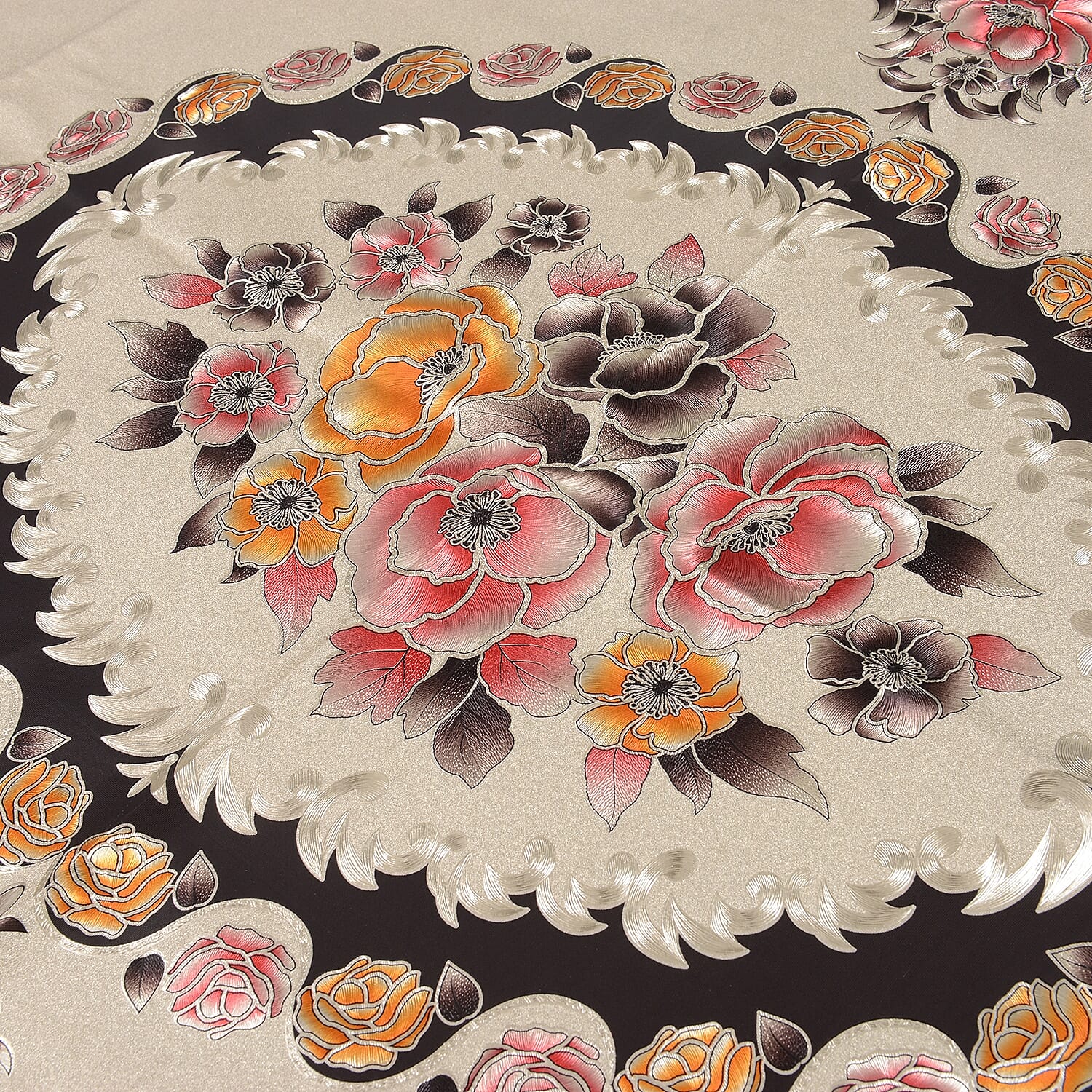 Set of 2 -  Multi Colour Embossed Print Water Proof - Table Cloth (Size 150x90 Cm)