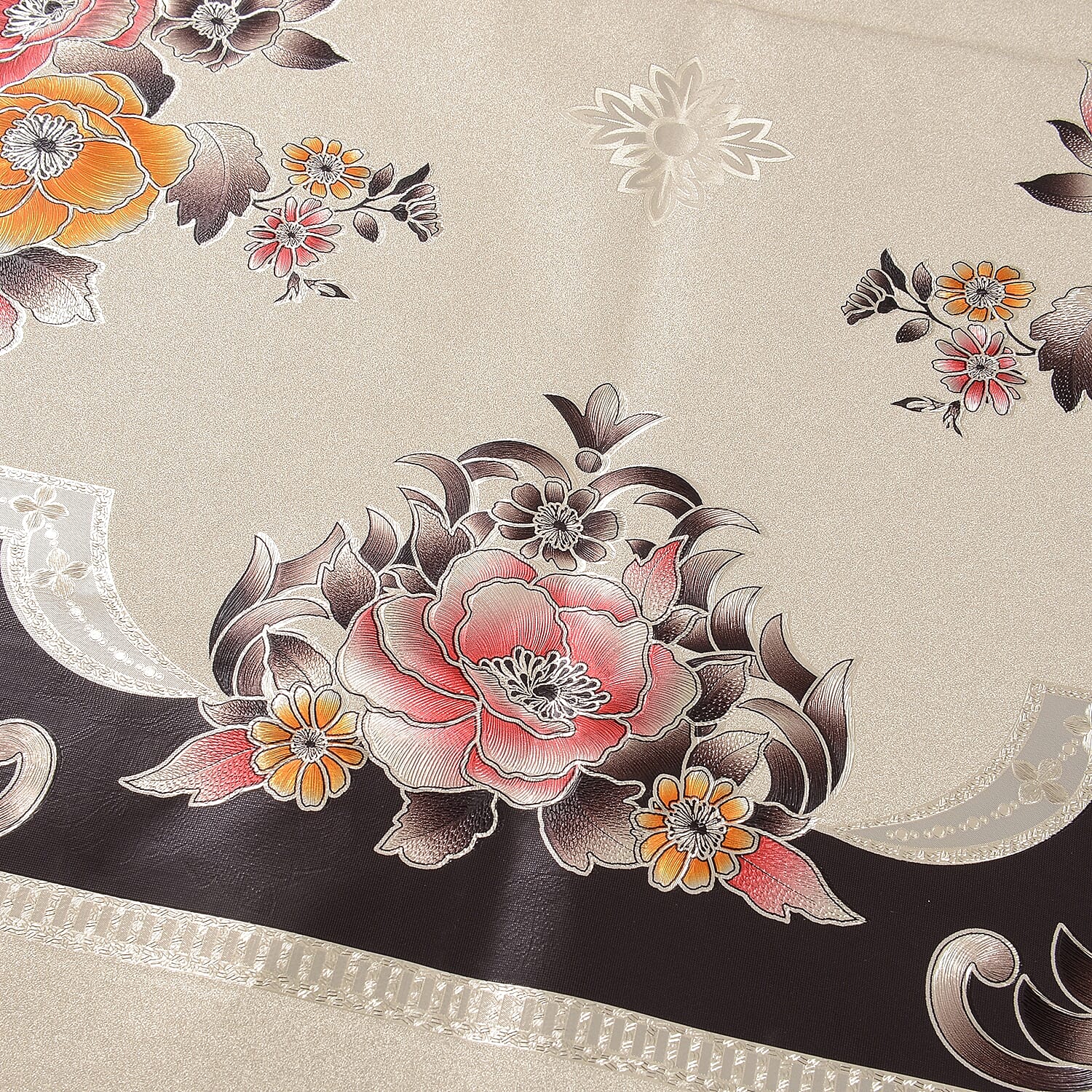 Set of 2 -  Multi Colour Embossed Print Water Proof - Table Cloth (Size 150x90 Cm)