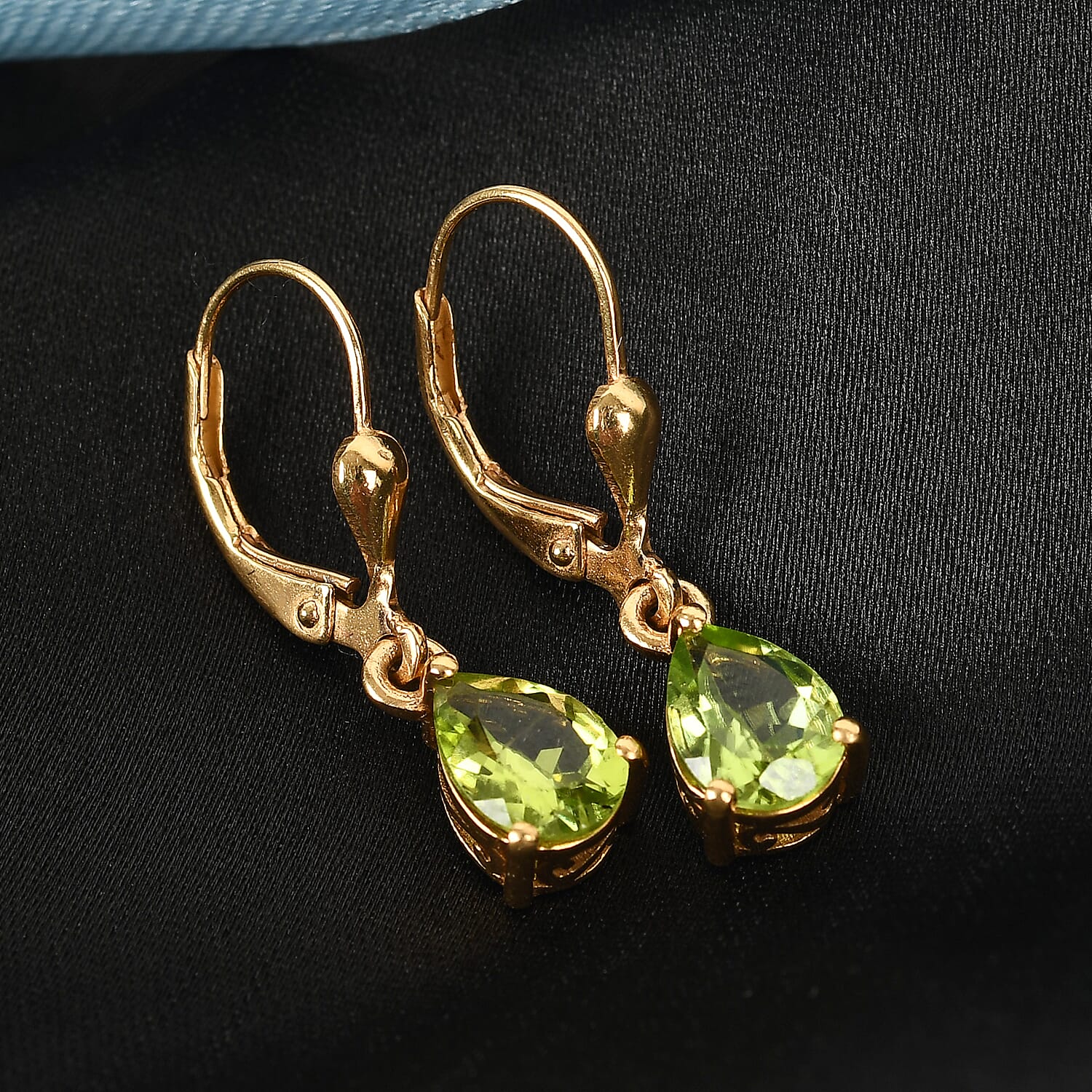 Hebei Peridot Lever Back Earrings in 18K Yellow Gold Vermeil Plated Sterling Silver 2.29 Ct.