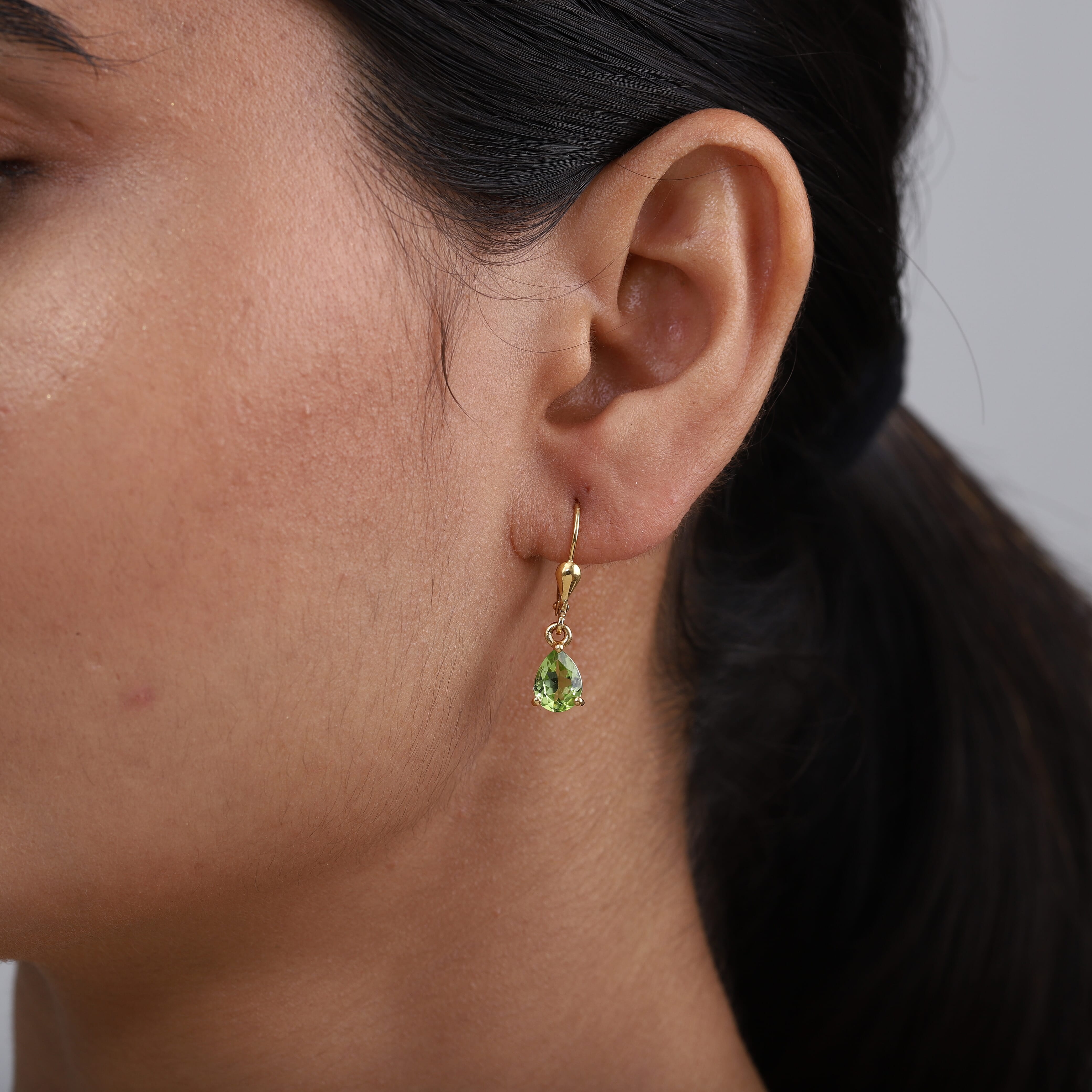 Hebei Peridot Lever Back Earrings in 18K Yellow Gold Vermeil Plated Sterling Silver 2.29 Ct.