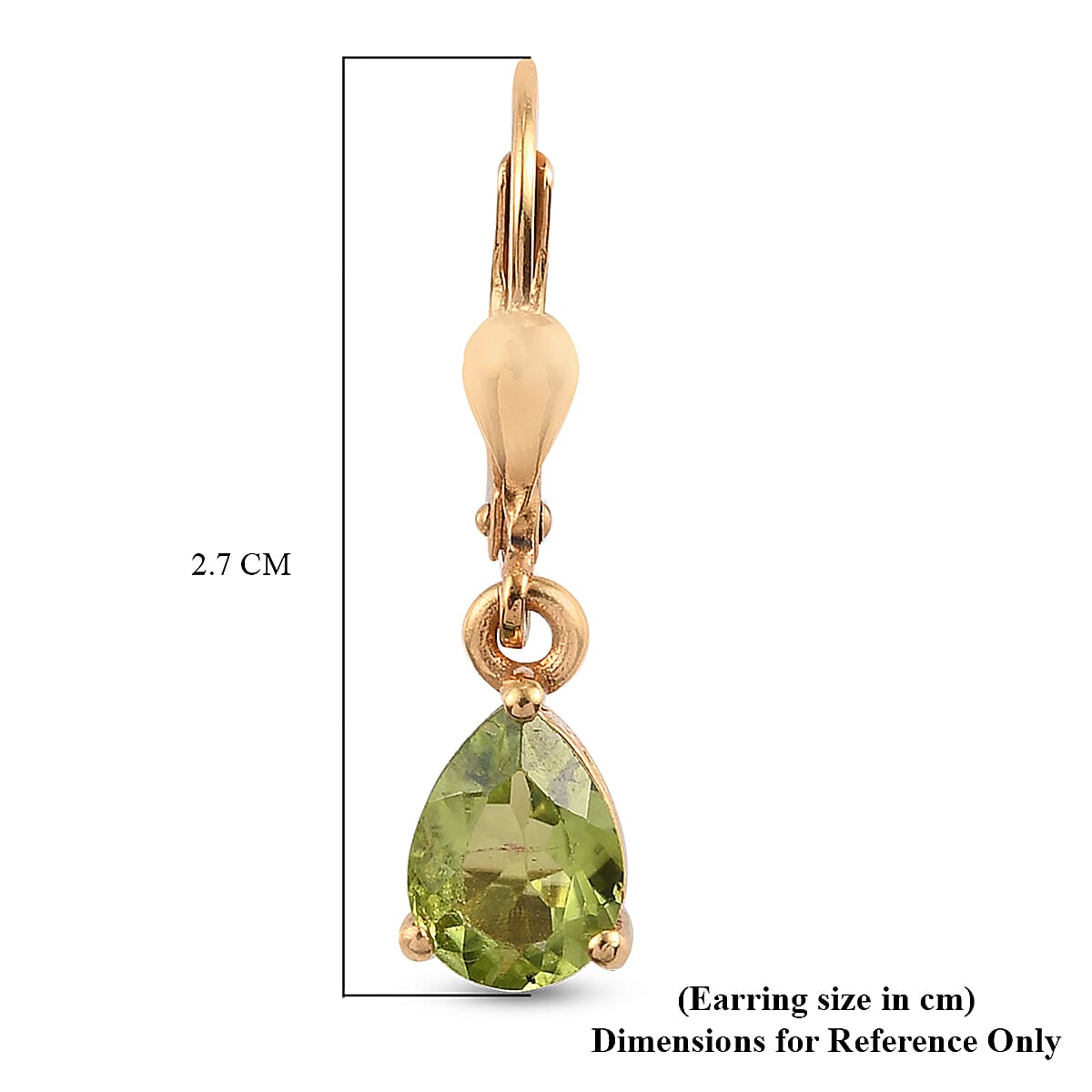 Hebei Peridot Lever Back Earrings in 18K Yellow Gold Vermeil Plated Sterling Silver 2.29 Ct.