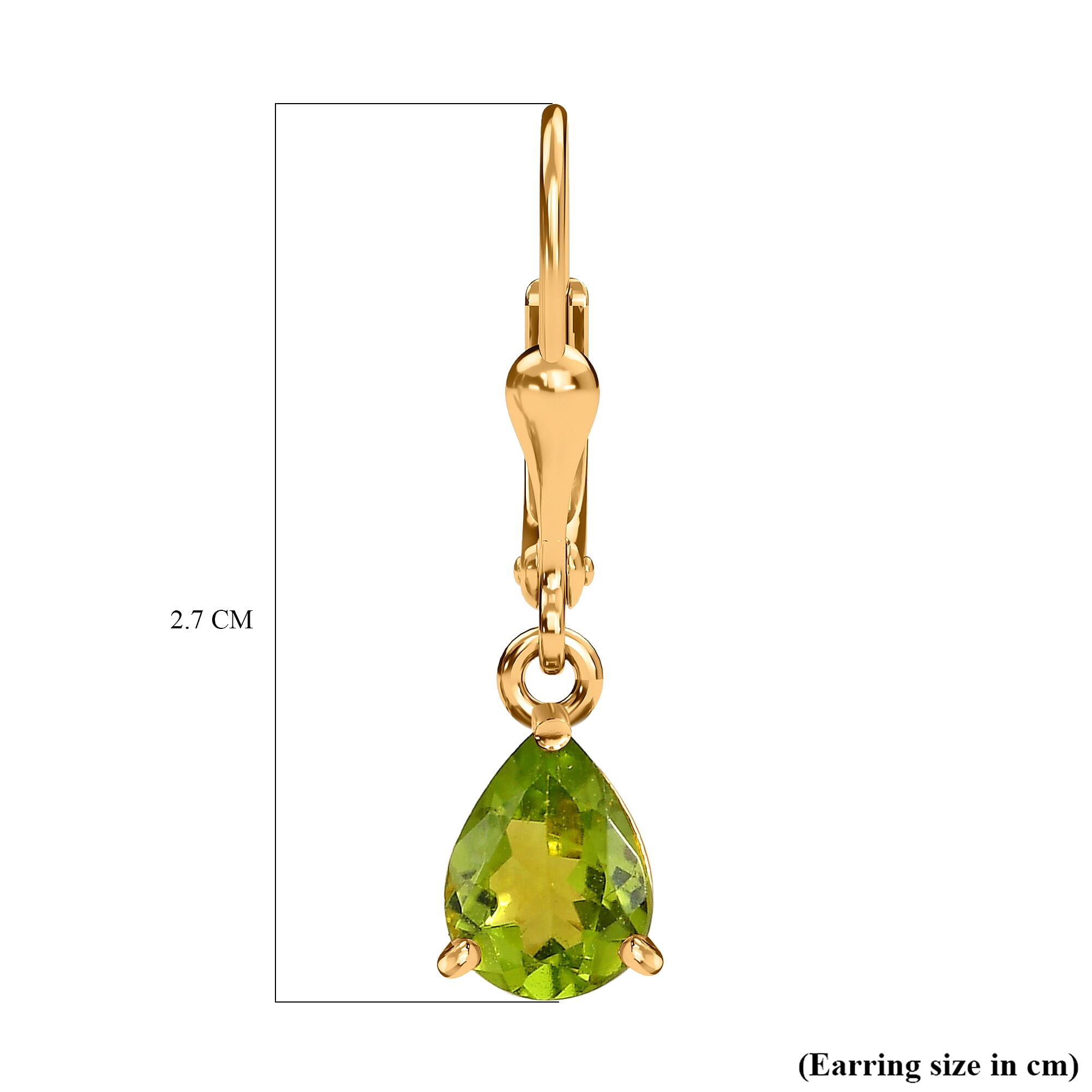 Hebei Peridot Lever Back Earrings in 18K Yellow Gold Vermeil Plated Sterling Silver 2.29 Ct.