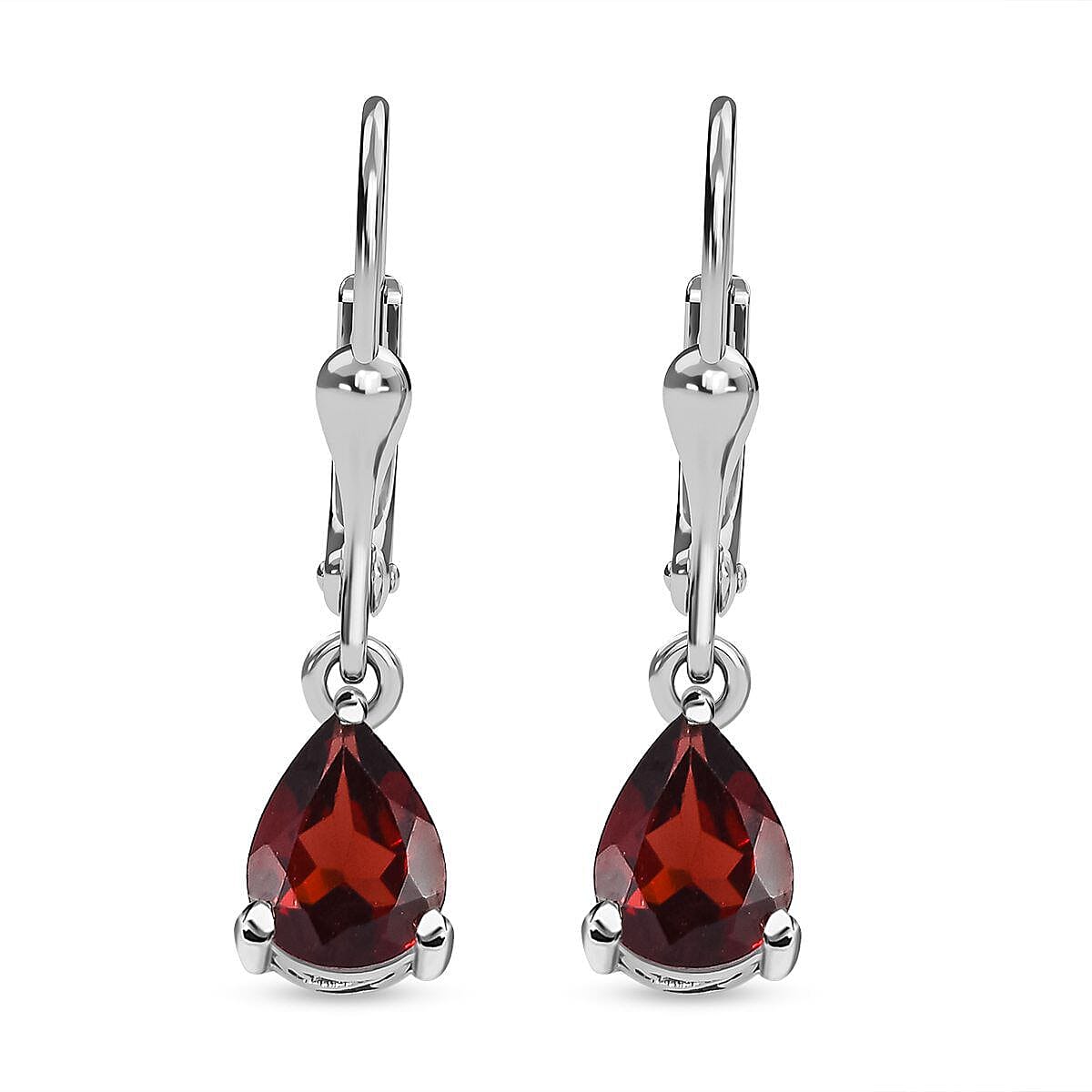AA Mozambique Garnet Lever Back Earrings in Platinum Overlay Sterling Silver 2.50 Ct.