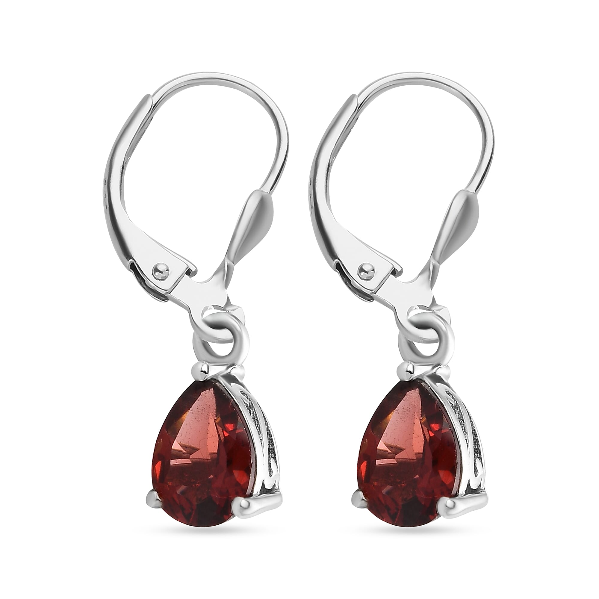 AA Mozambique Garnet Lever Back Earrings in Platinum Overlay Sterling Silver 2.50 Ct.