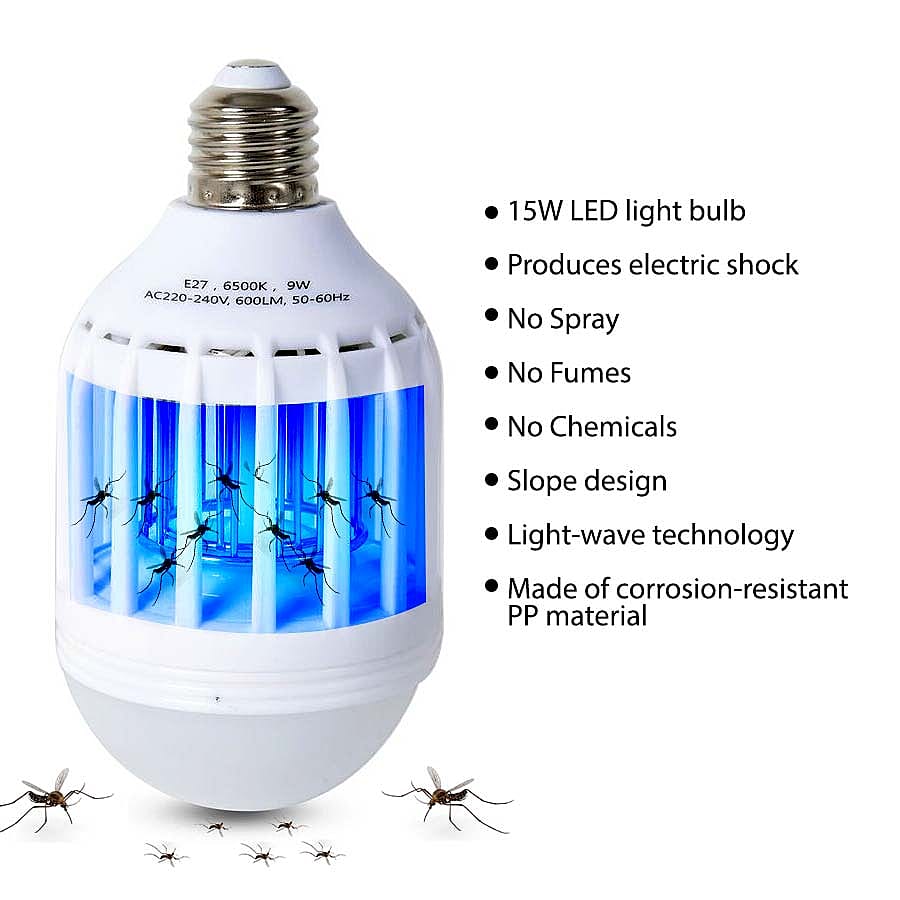 Bug Zapper with LED Bulb (Size 15.5x8 Cm) - White Colour