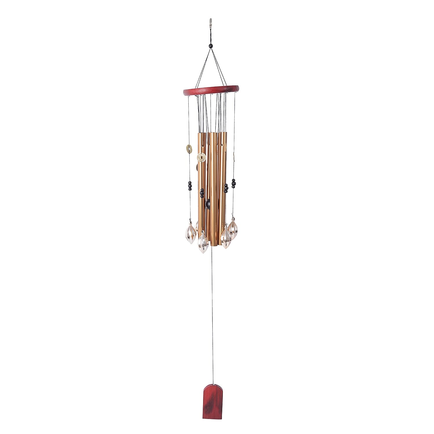 Home Decor  - Wind Chime With Gold Windmill (Size 80x13 Cm) - Brown Colour