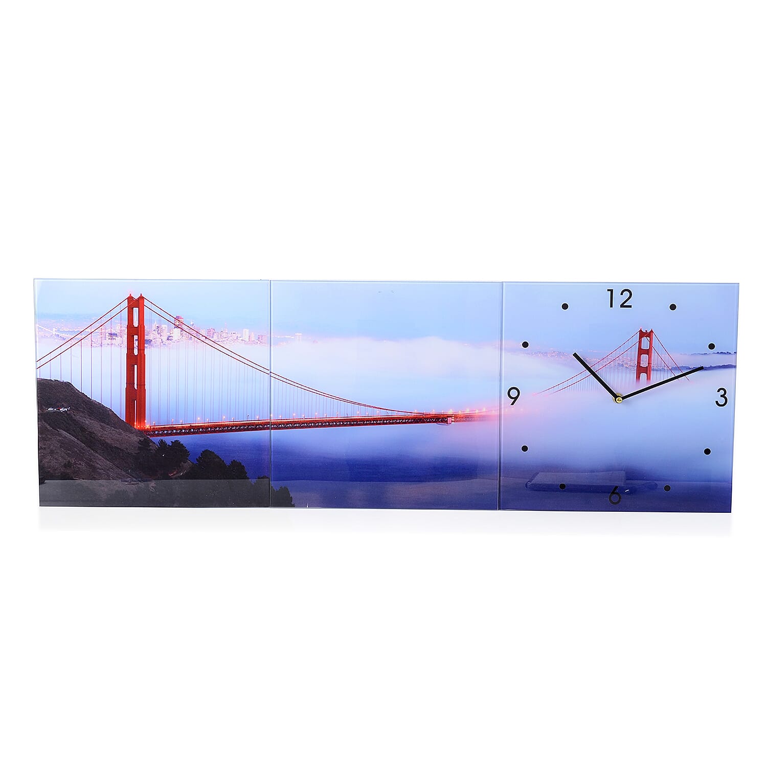 Home Designs: Golden Gate Bridge Pattern Three Piece Wall Clock (Size 90x30x4 Cm)