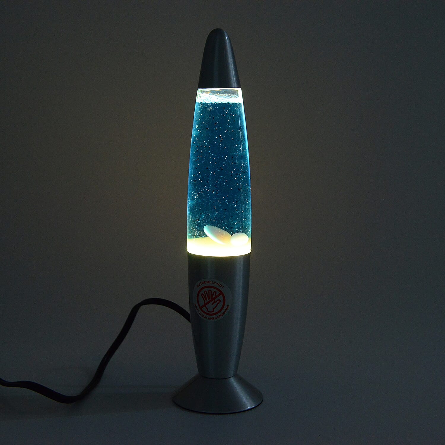 Home Decor - Rocket Shape Lava Motion Lamp  (Size 33.5 Cm) - Colour White Wax and Blue Water
