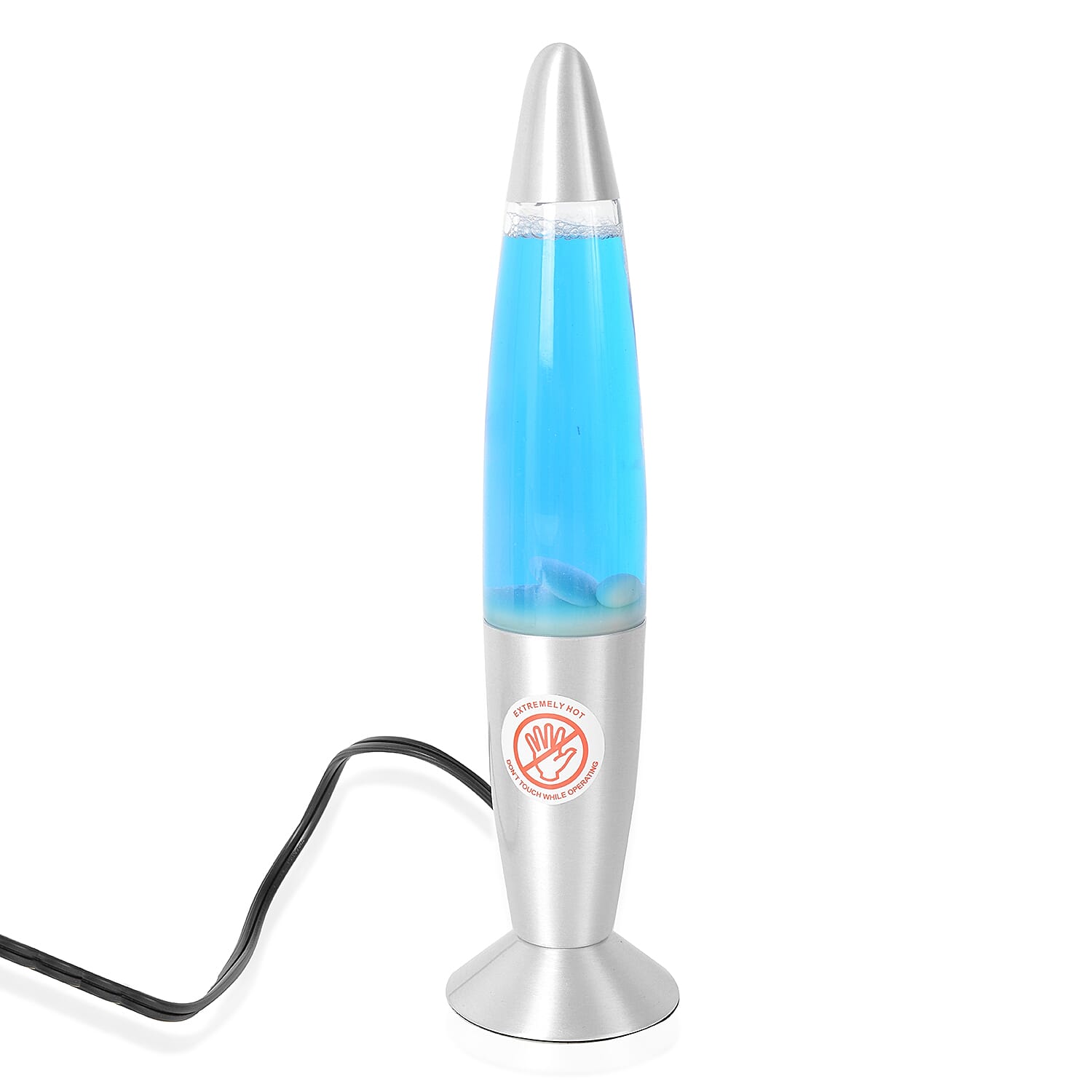 Home Decor - Rocket Shape Lava Motion Lamp  (Size 33.5 Cm) - Colour White Wax and Blue Water