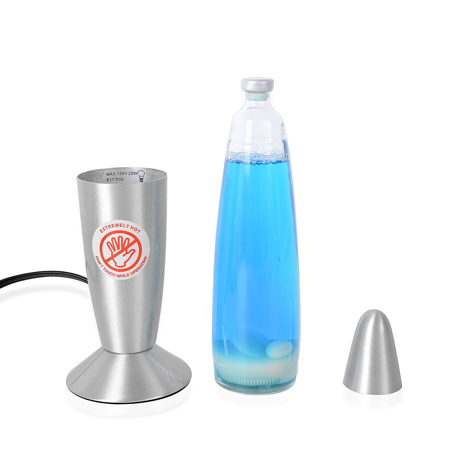 Home Decor - Rocket Shape Lava Motion Lamp  (Size 33.5 Cm) - Colour White Wax and Blue Water