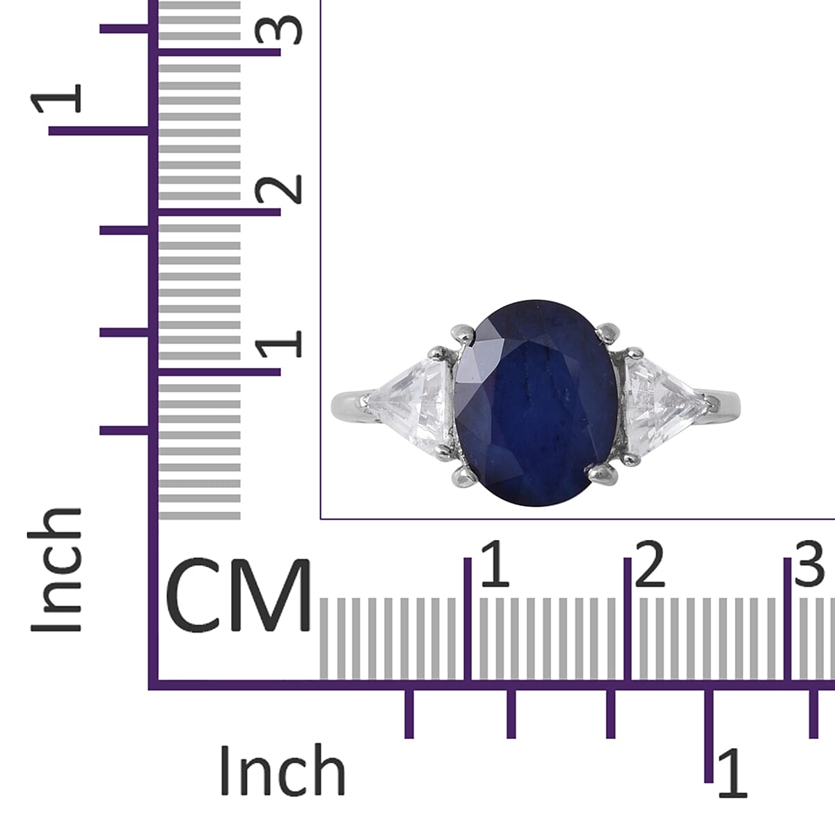 Kanchanaburi Blue Sapphire (Ovl), White Topaz Ring in Rhodium Overlay Sterling Silver 5.080 Ct.